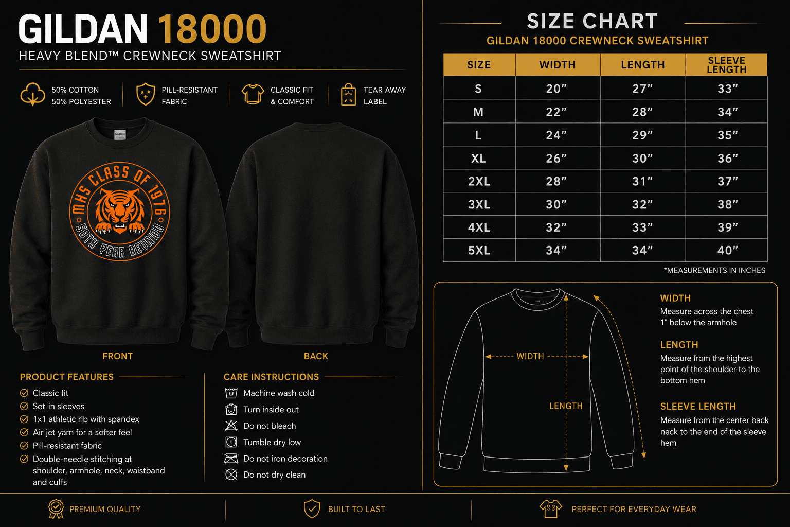 Mamaroneck HS Class of 1976 — 50th Reunion Crewneck