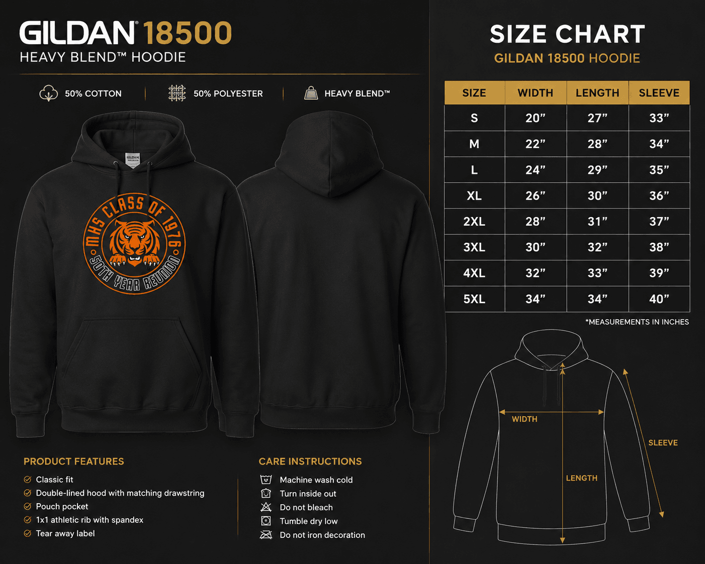 Mamaroneck HS Class of 1976 — 50th Reunion Hoodie